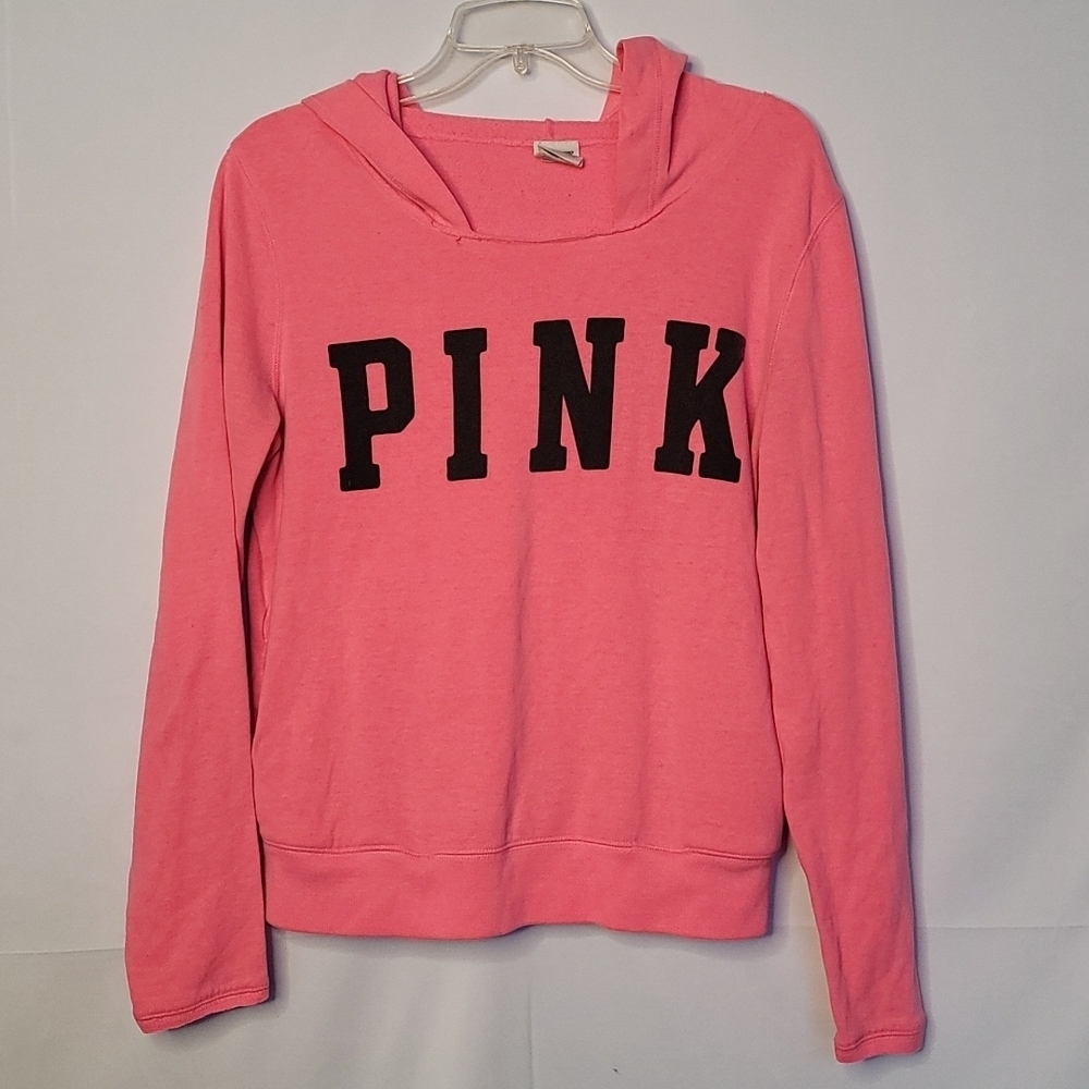 Victoria Secret Pink long sleeve hooded hoodie pull over sweatshirt sz Medium